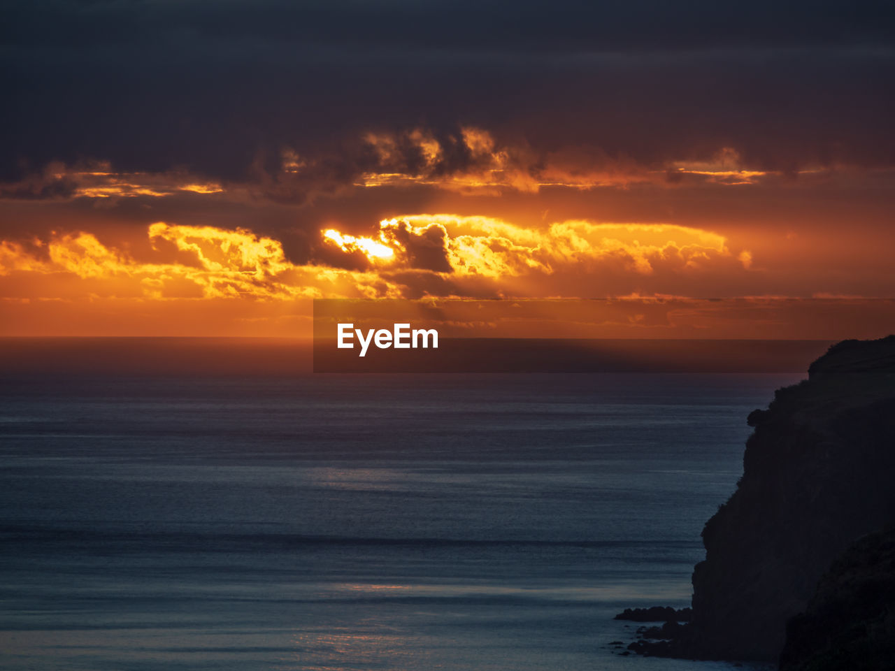 Scenic view of sea against sky during sunset