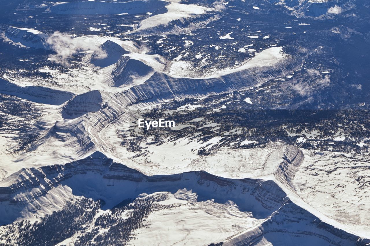 Aerial rocky mountain landscapes  colorado and utah during winter rockies and wasatch front, usa.