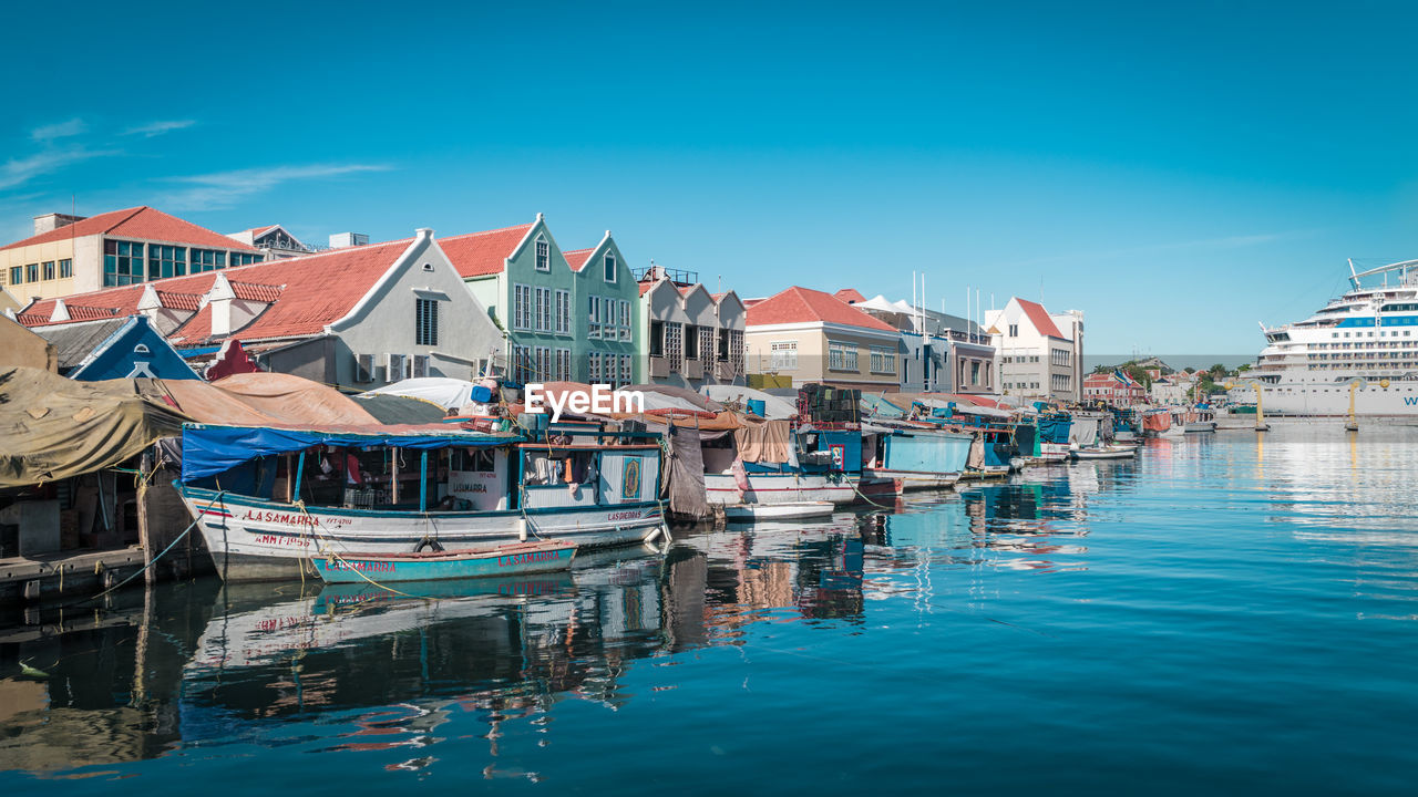 BOATS MOORED IN HARBOR