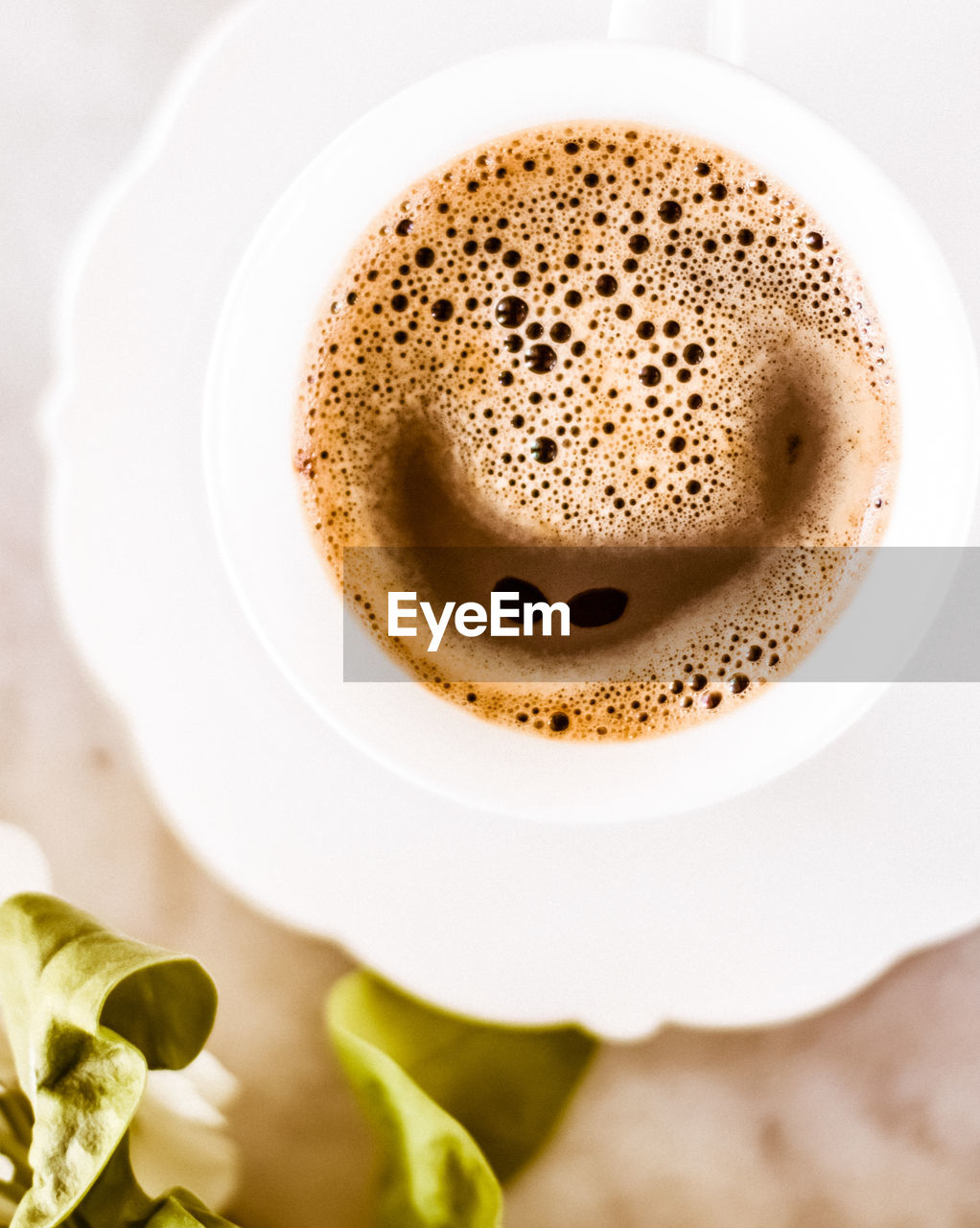 directly above shot of coffee on table