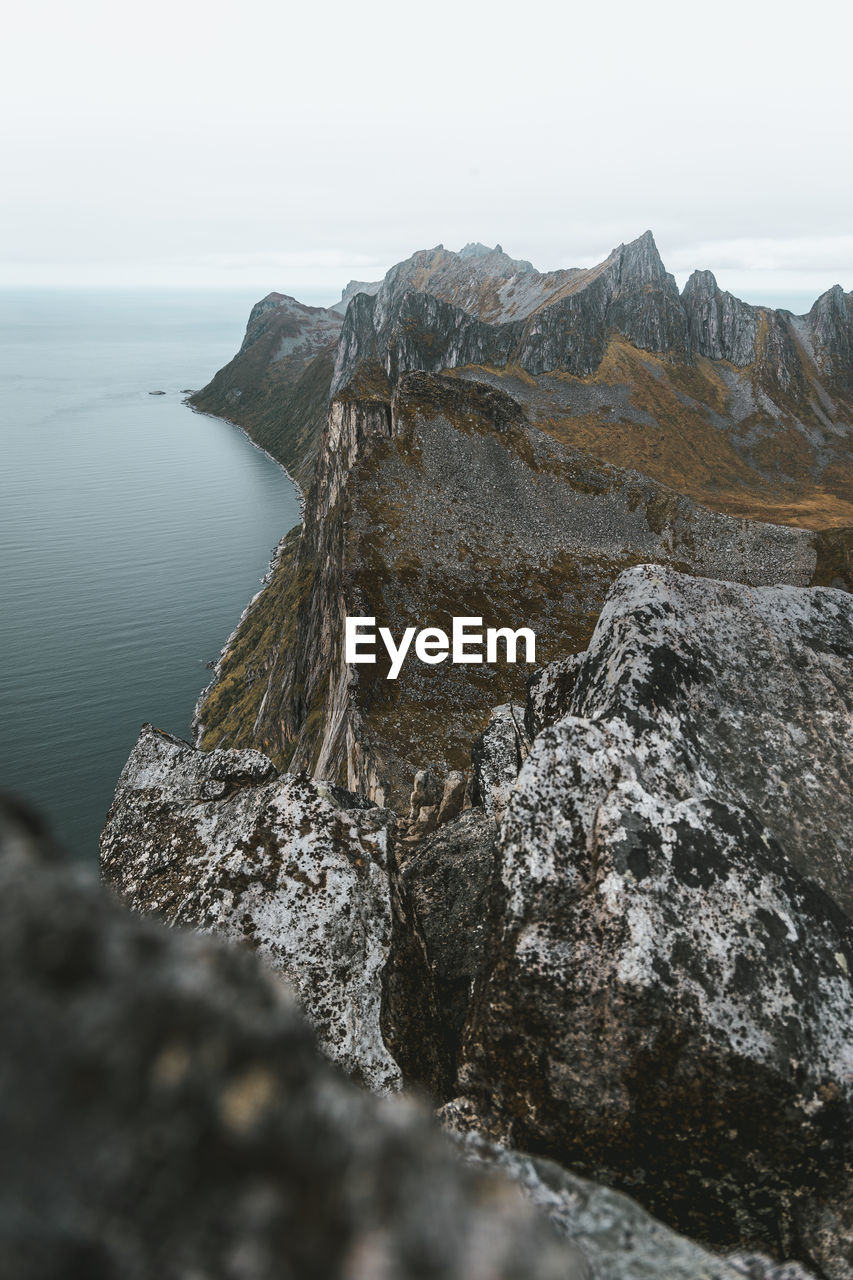 scenic view of rocky mountains against clear sky