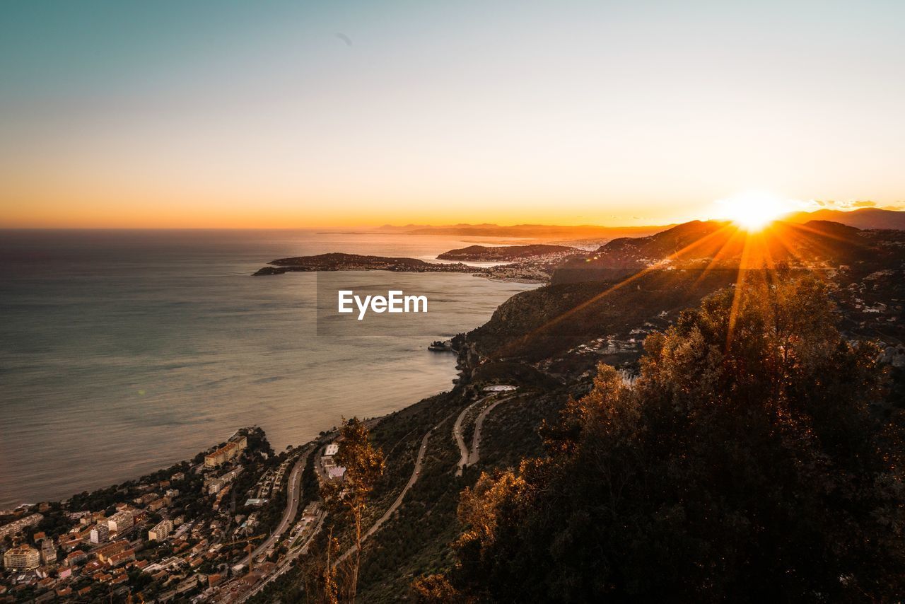 Scenic view of sea against sky during sunset