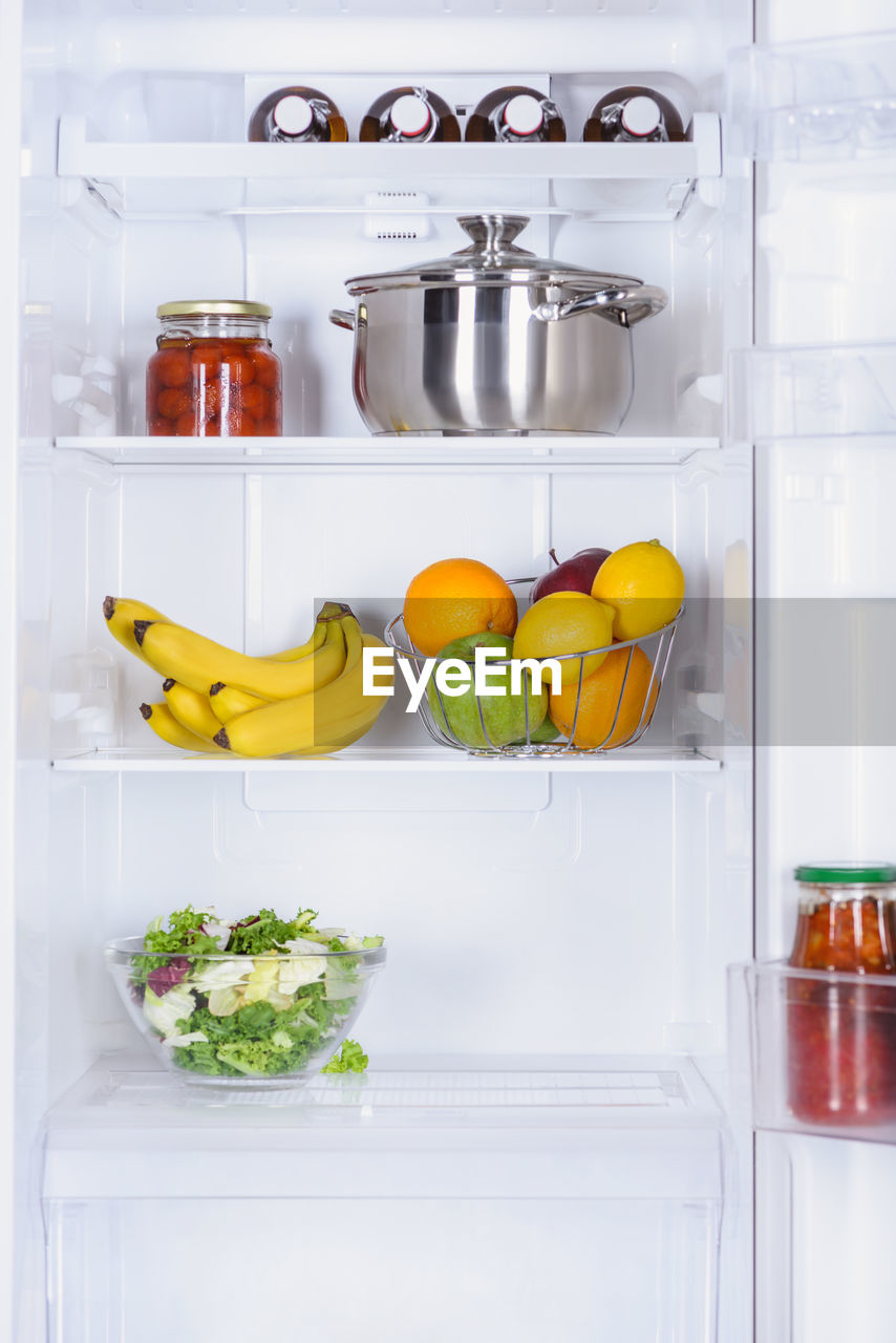 high angle view of food in jars on table