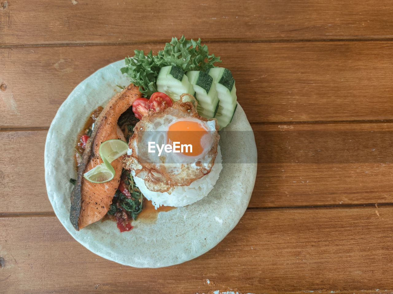 Directly above shot of breakfast served on table