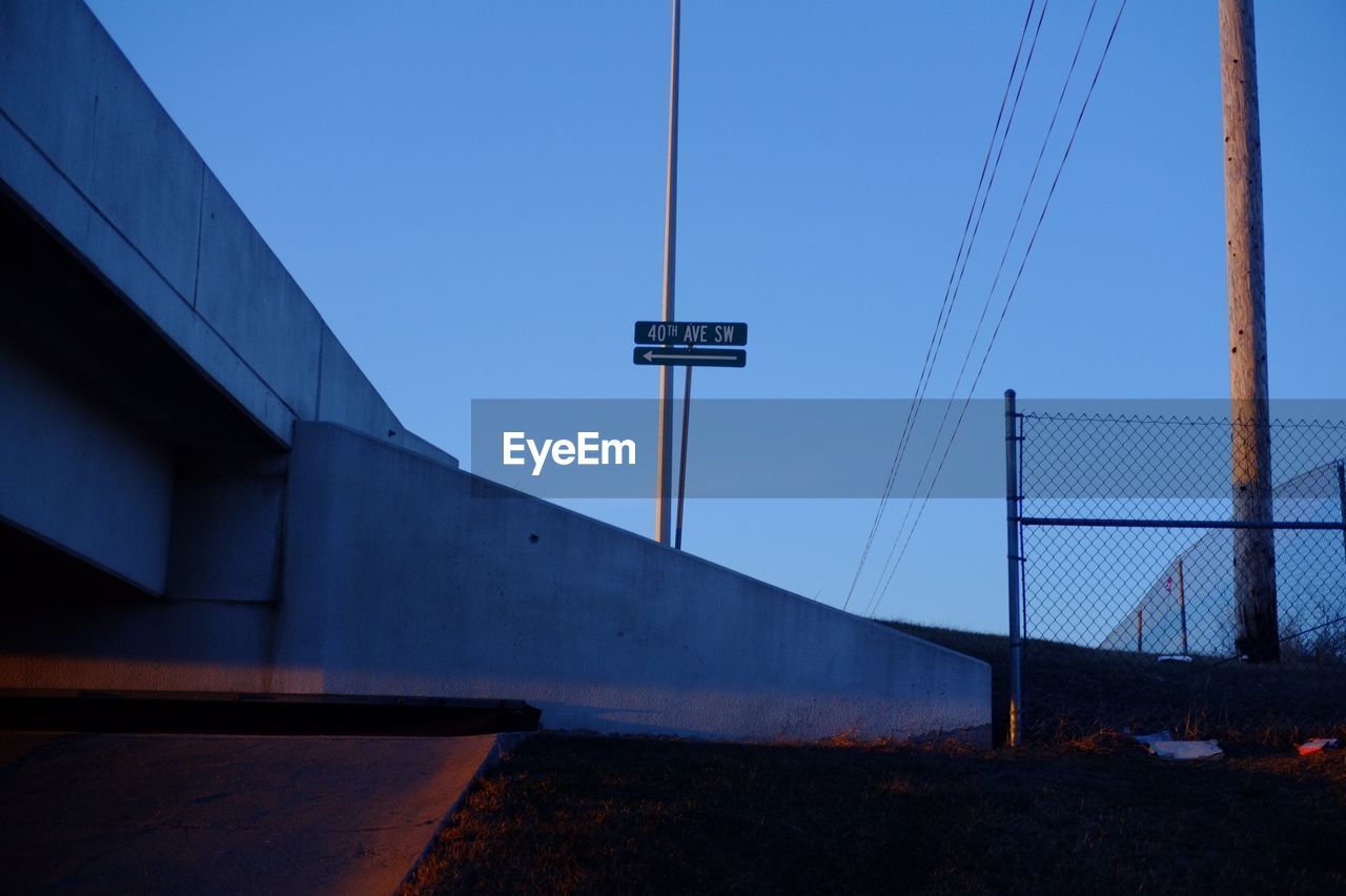 Low angle view of elevated road against clear sky