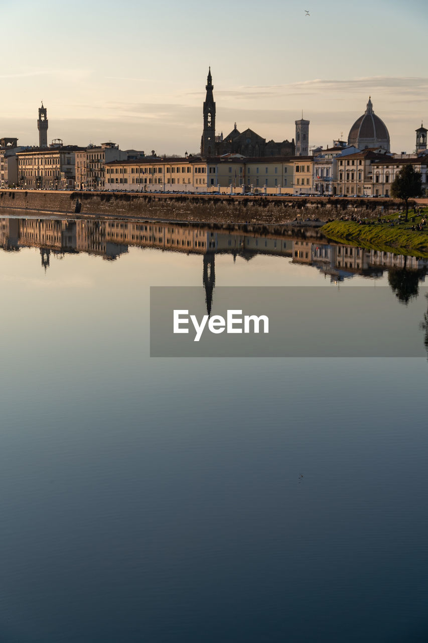 Reflection of buildings in water