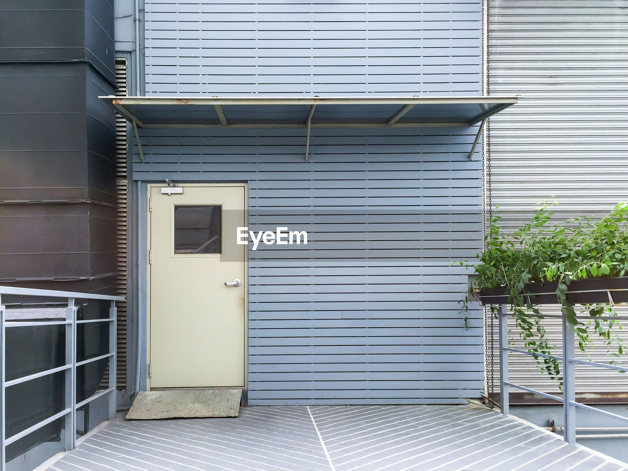 Closed door of building