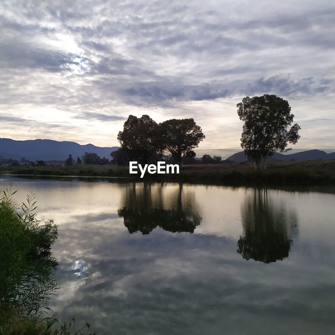 Scenic view of lake against sky