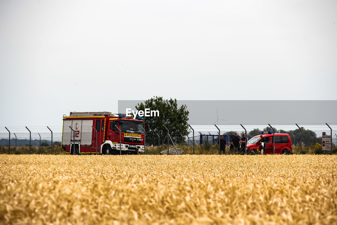 AGRICULTURAL FIELD AGAINST CLEAR SKY