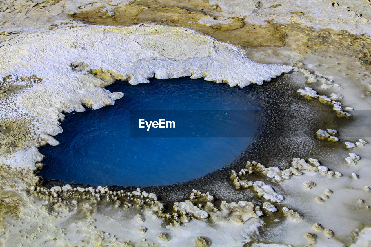 High angle view of hot water spring