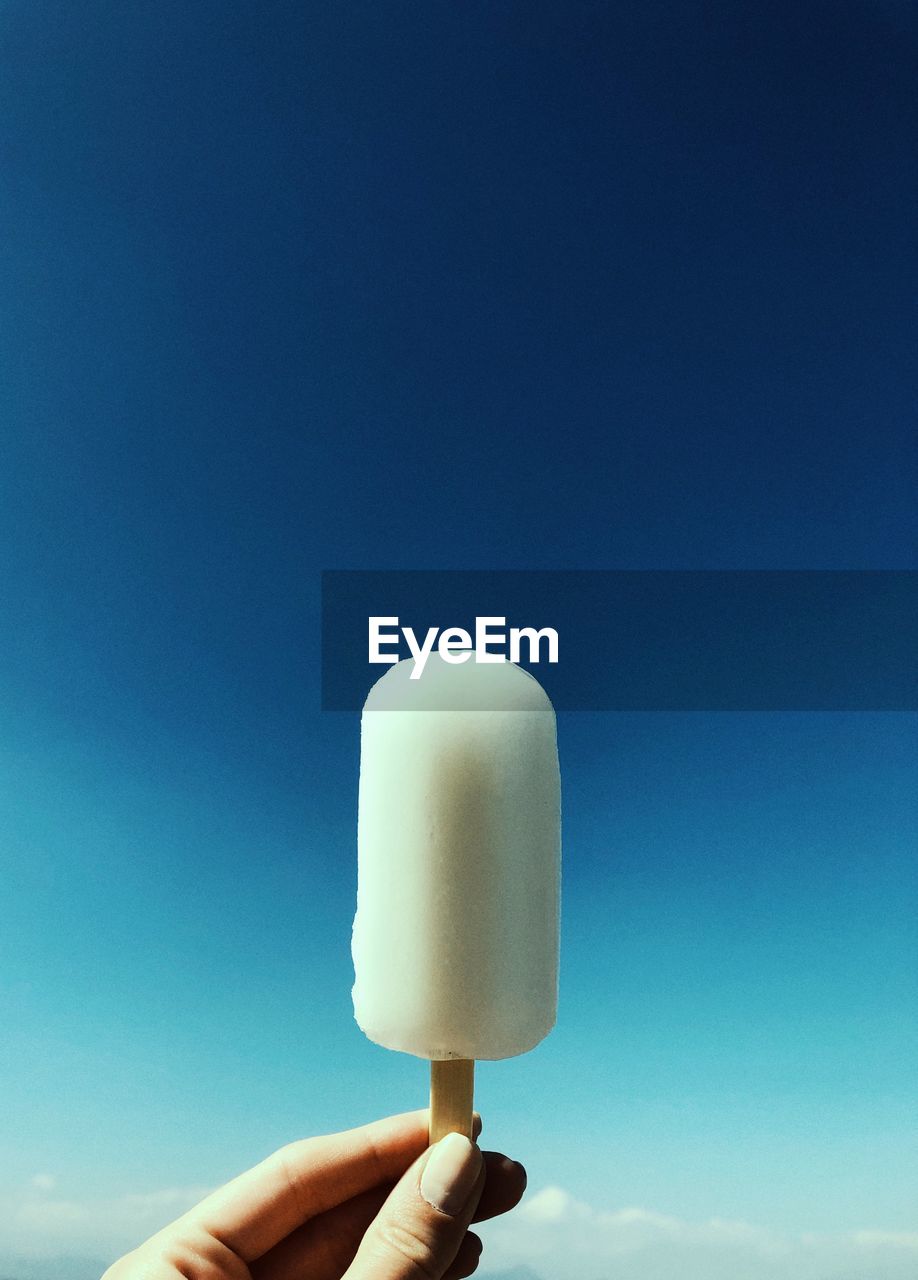 Ice cream on the blue background 