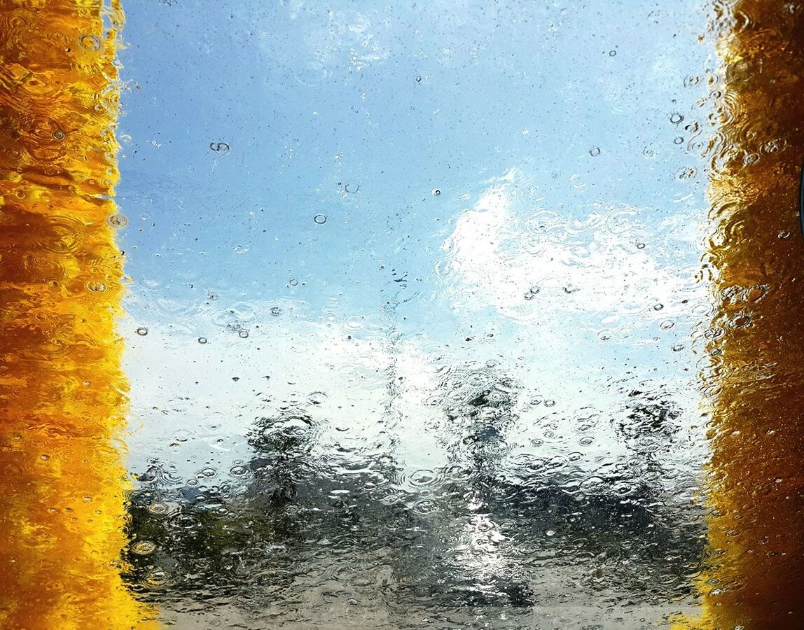 Close-up of water drops on glass