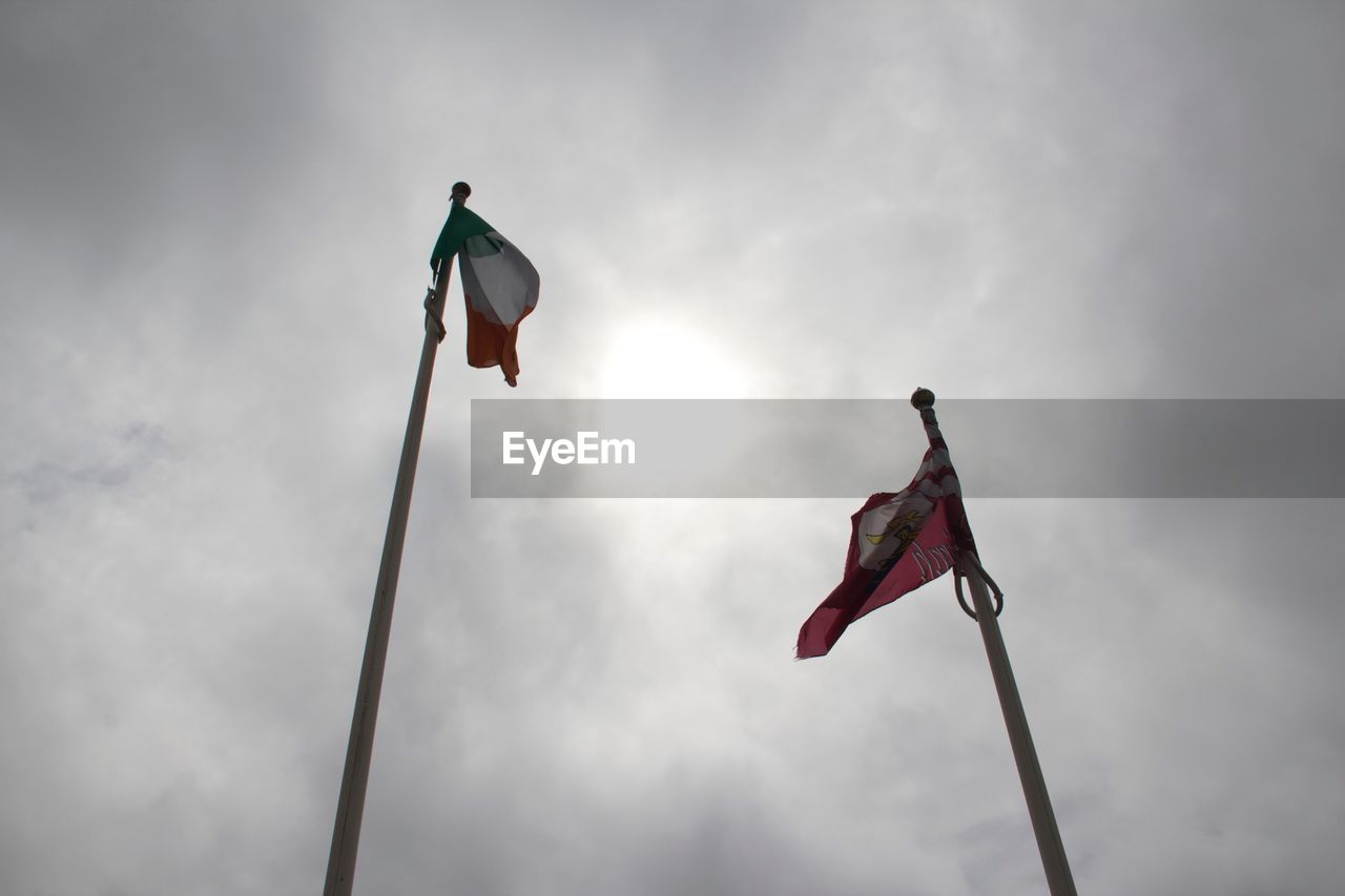 LOW ANGLE VIEW OF FLAGS AGAINST SKY