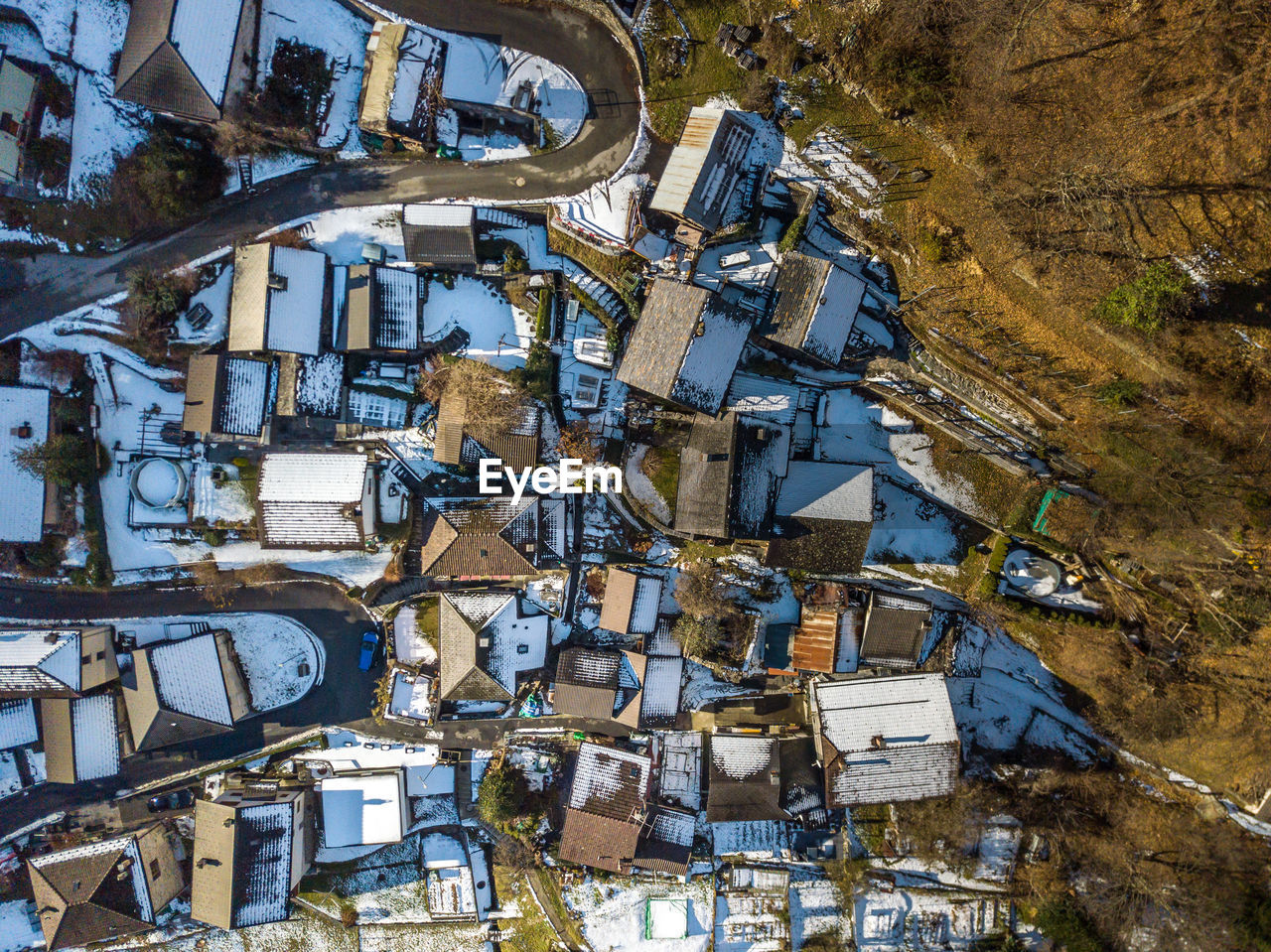 HIGH ANGLE VIEW OF OLD ABANDONED FACTORY