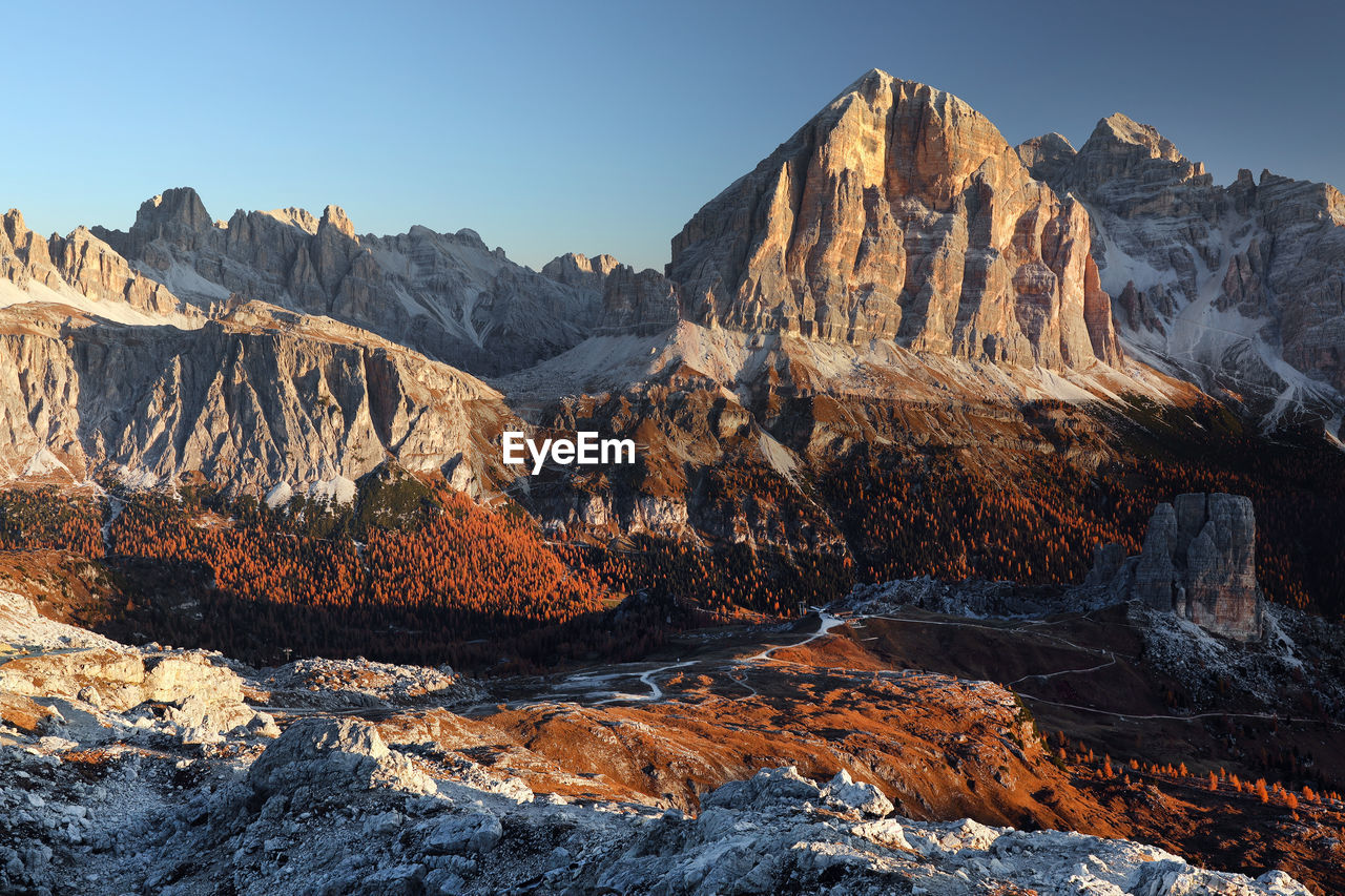 Panoramic view of rocks and mountains against sky