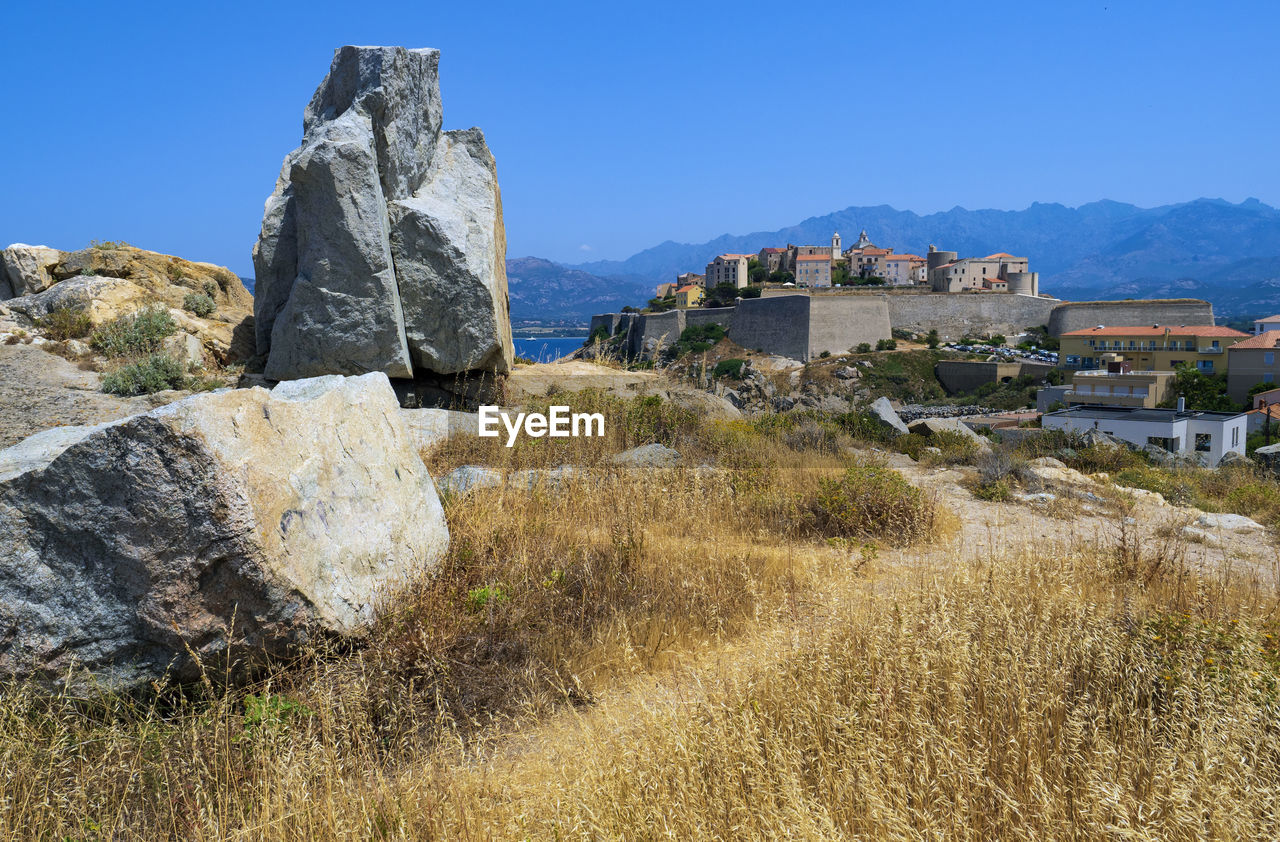 City of calvi at the northern coast of the mediterranean island of corsica