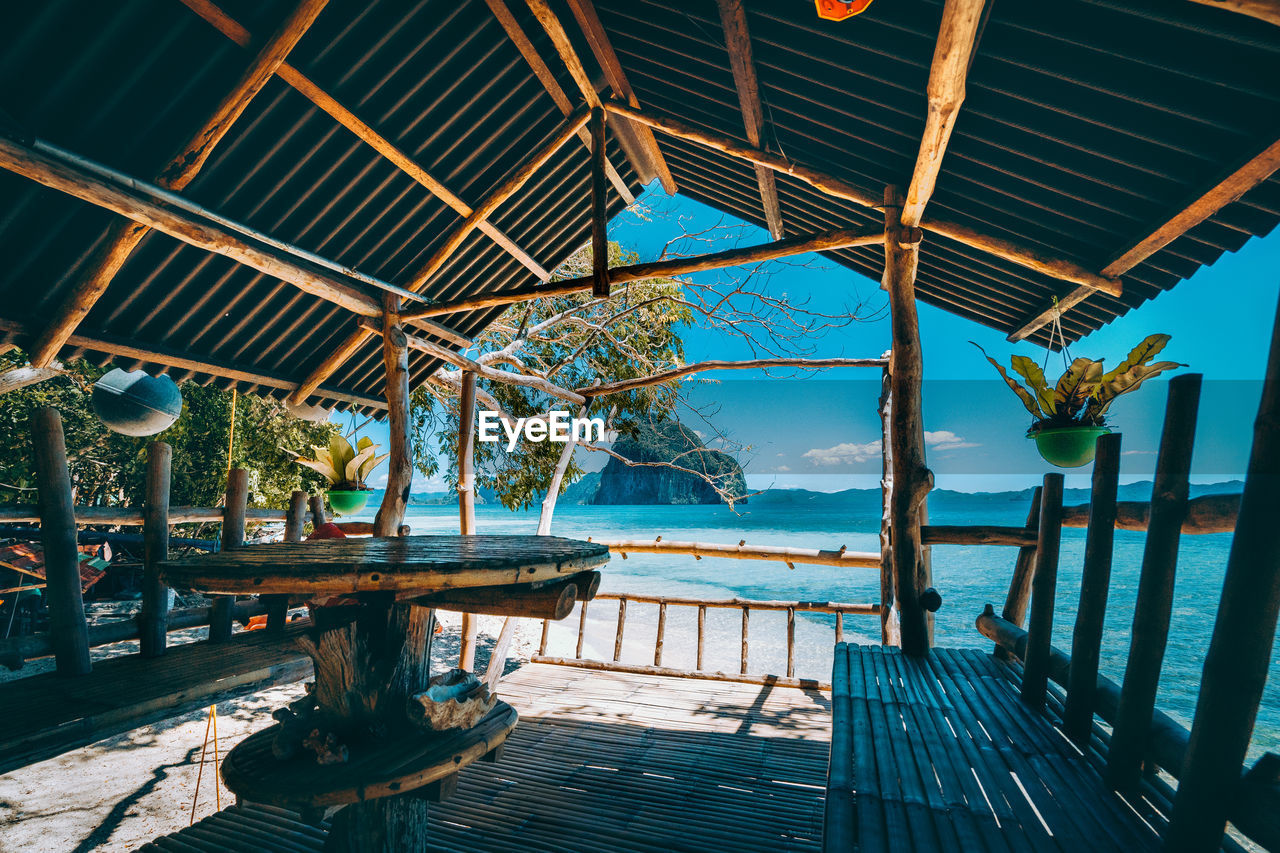 Wooden hut at beach