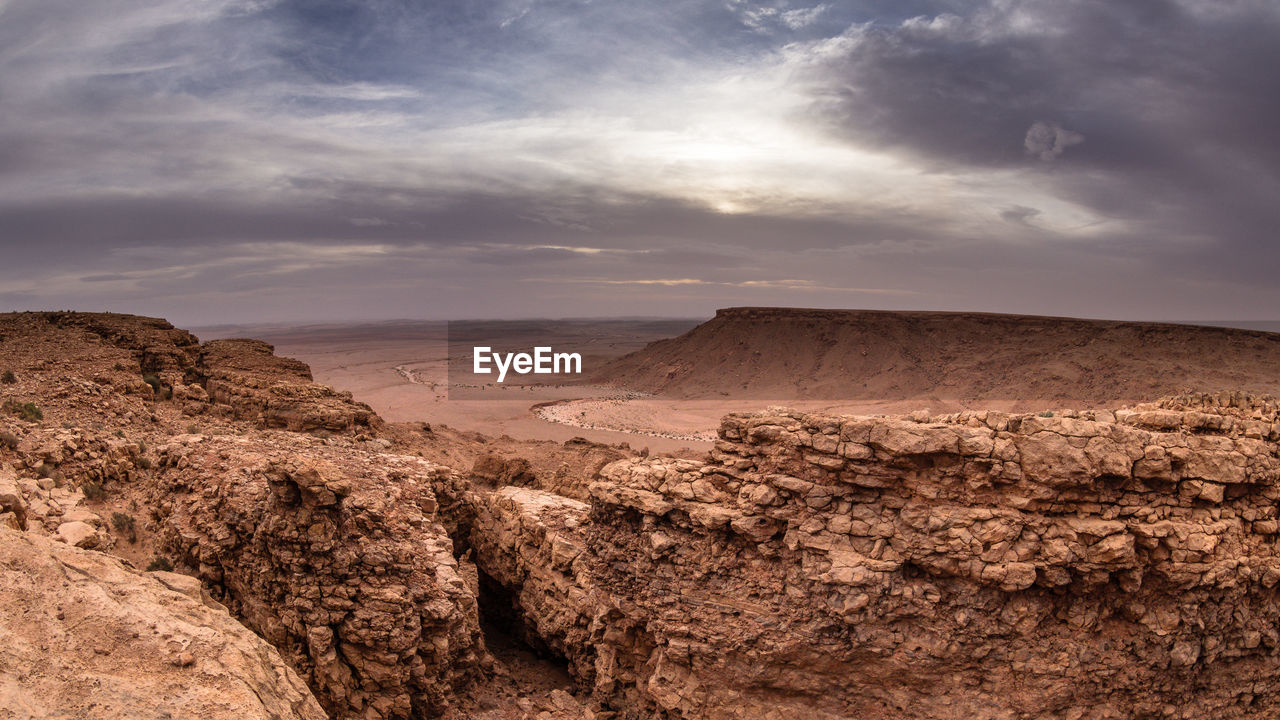 Scenic view of rocky mountains against sky