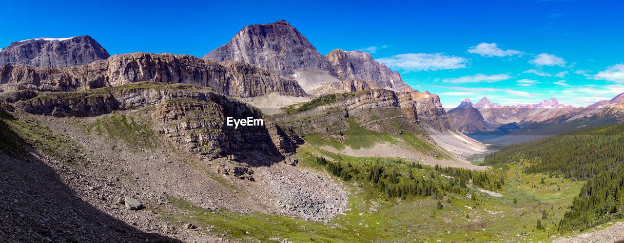 Scenic view of rock formations against sky