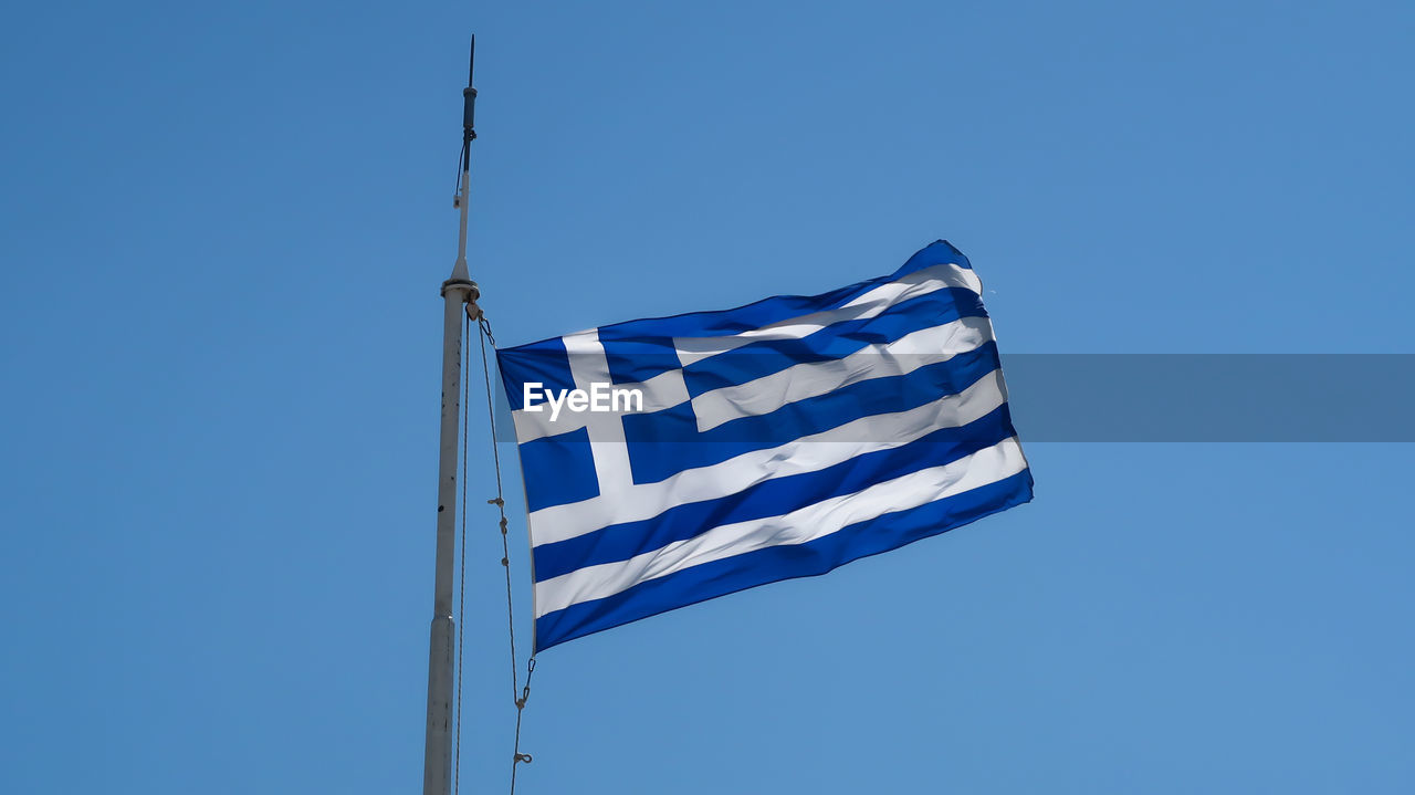 Greece flag fluttering in the wind