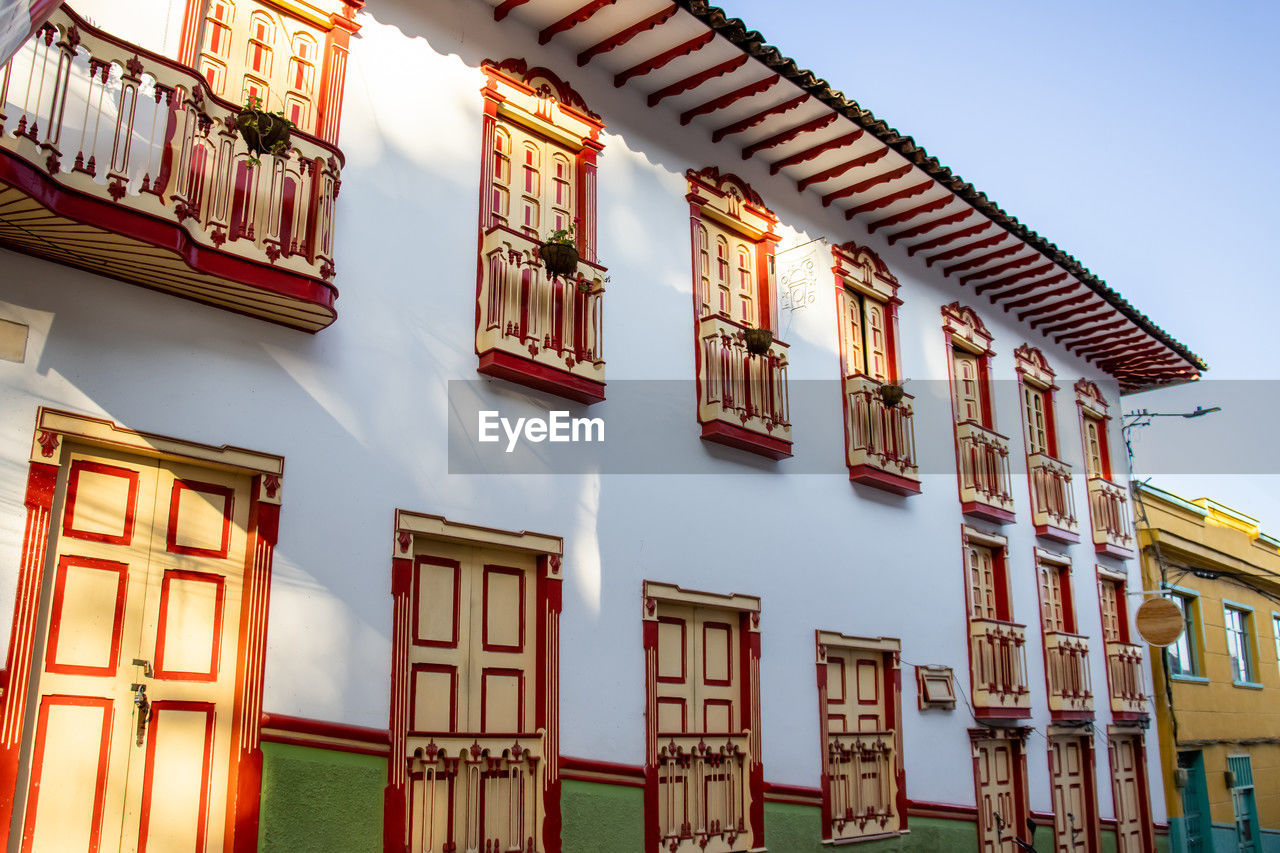 Beautiful houses at the heritage town of salamina located at the caldas department in colombia.