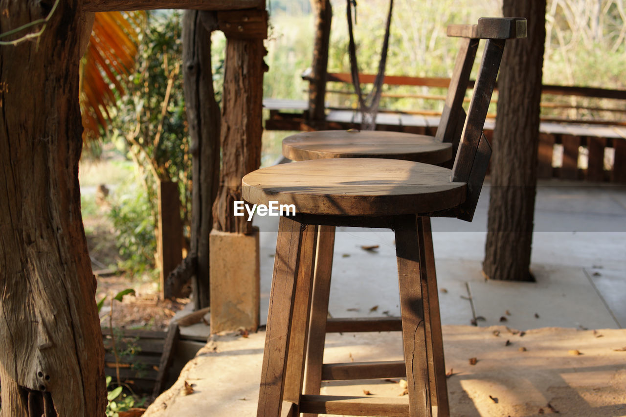 Wooden chair on balcony terrace patio for resting