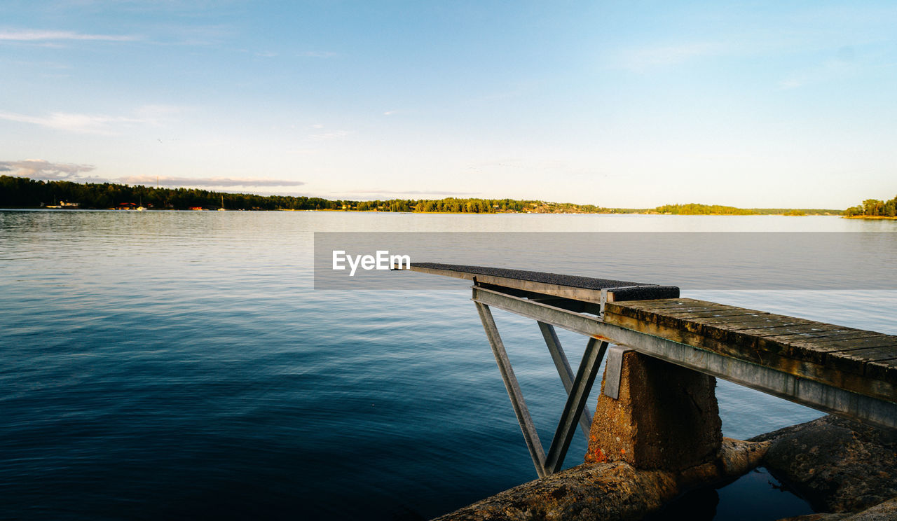 PIER IN LAKE AGAINST SKY