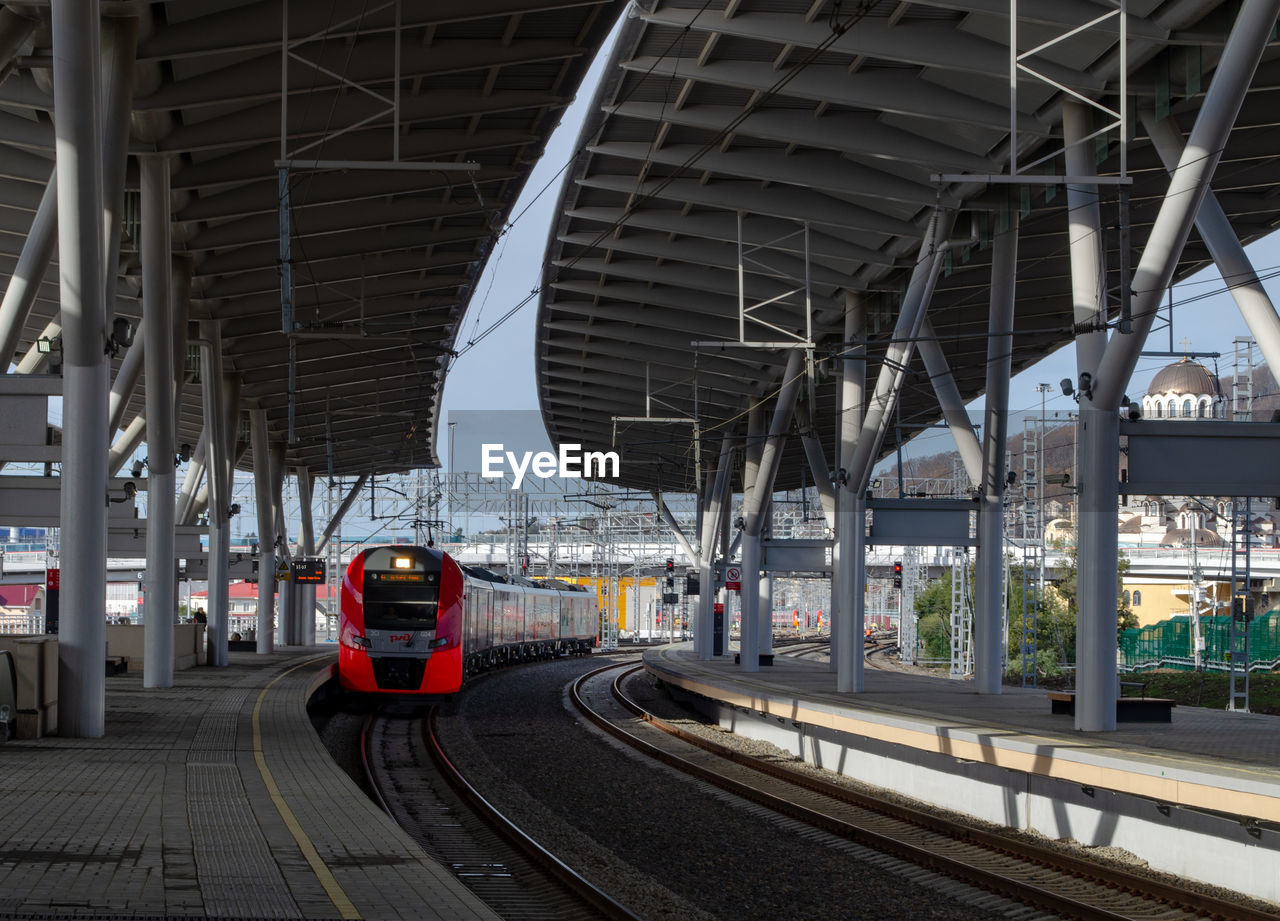 TRAIN ON RAILROAD STATION