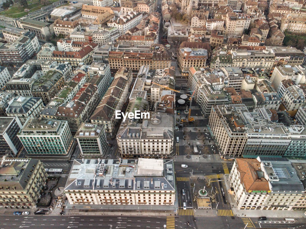 High angle view of buildings in city