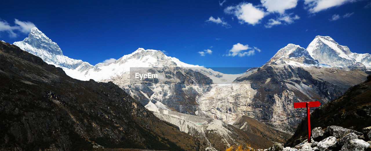 Panoramic view of mountain range against sky 