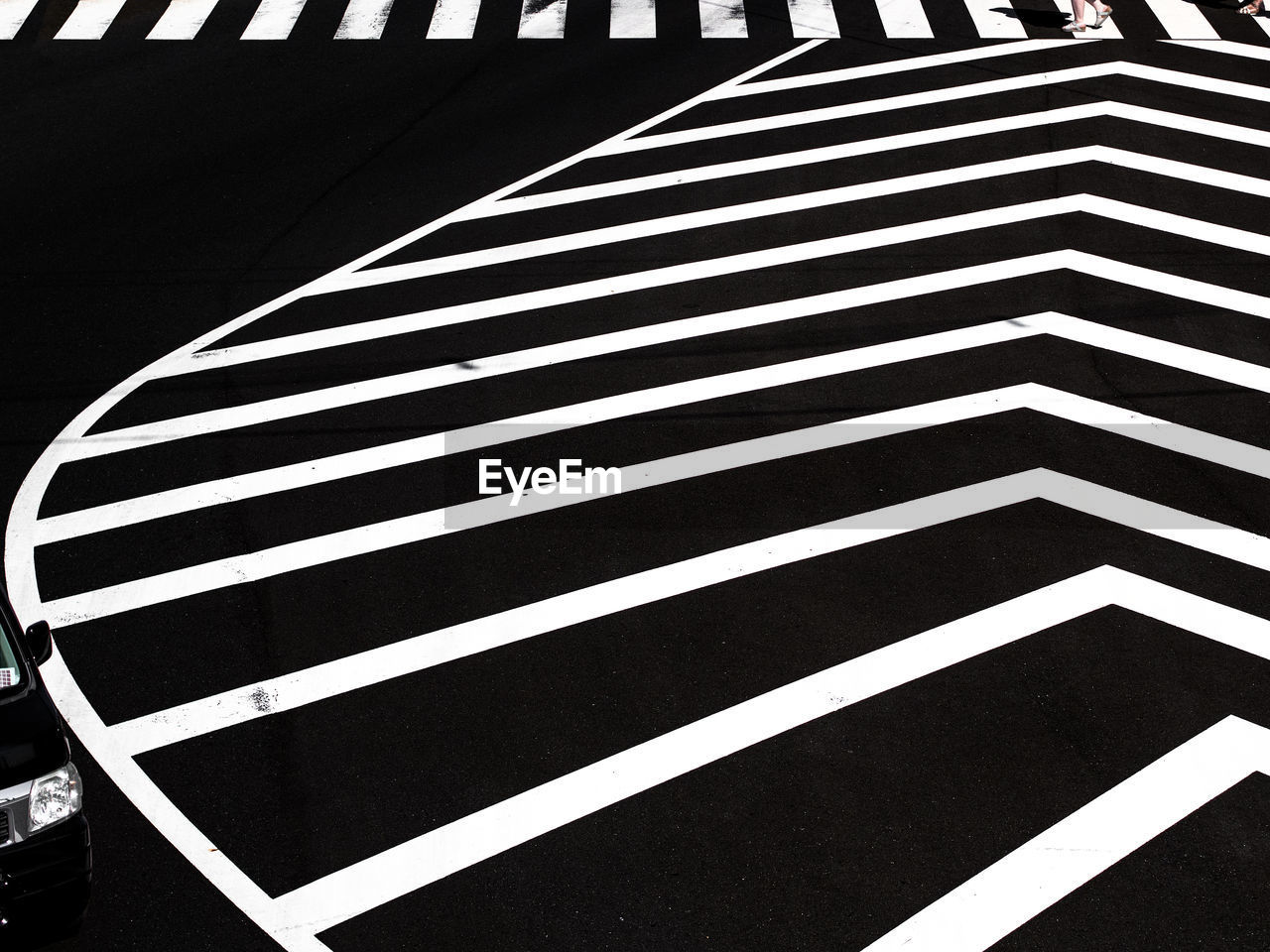 High angle view of road markings
