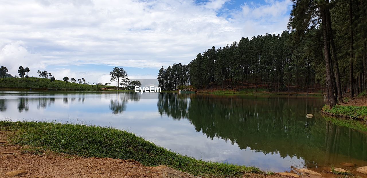 Scenic view of lake against sky