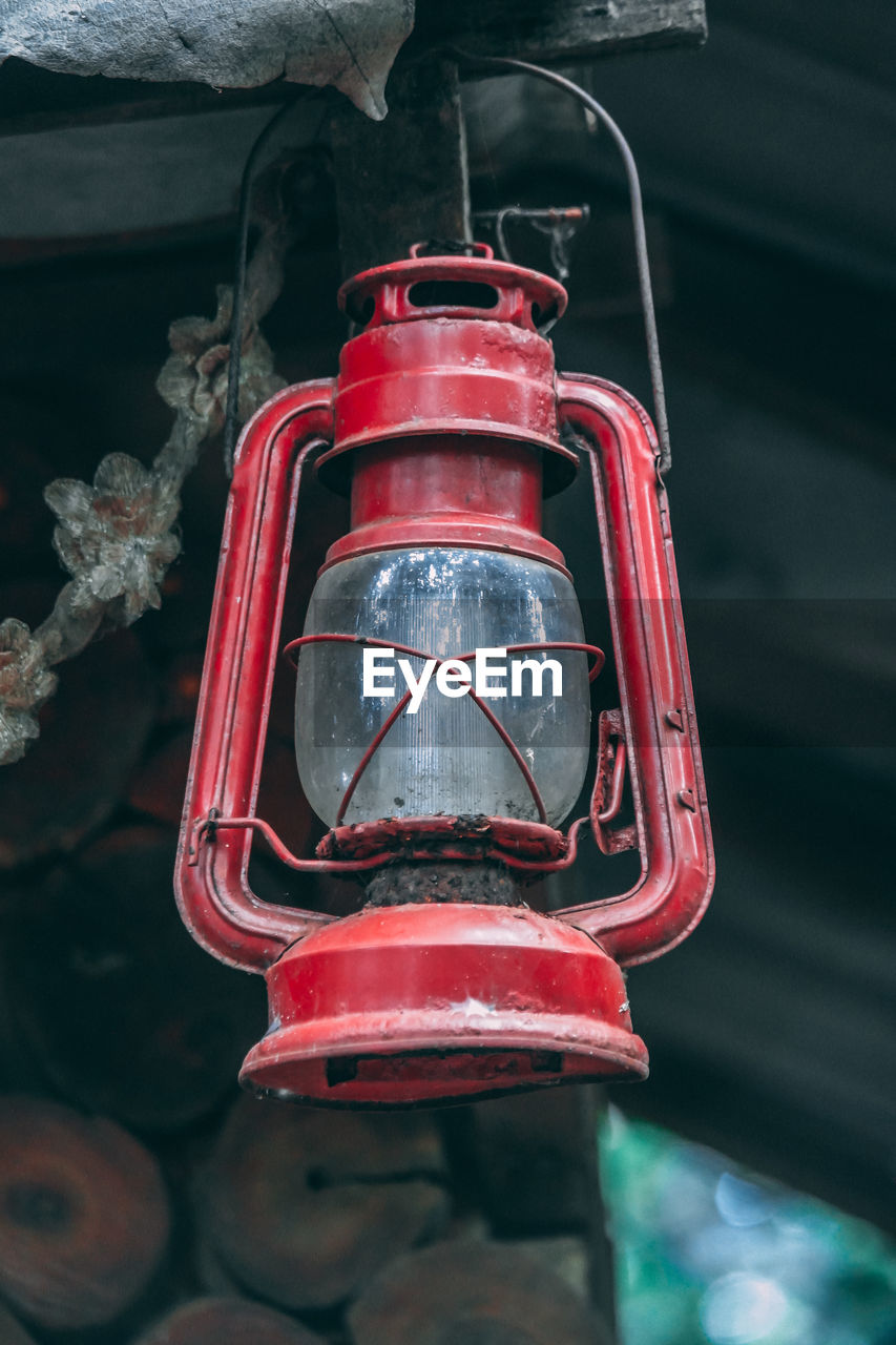 View of a storm lantern on a dark background