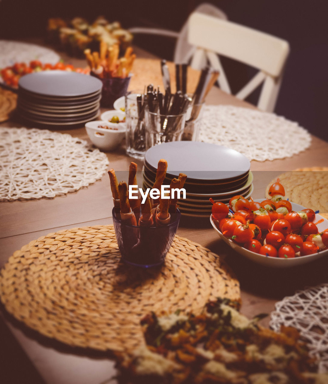 High angle view of food on table