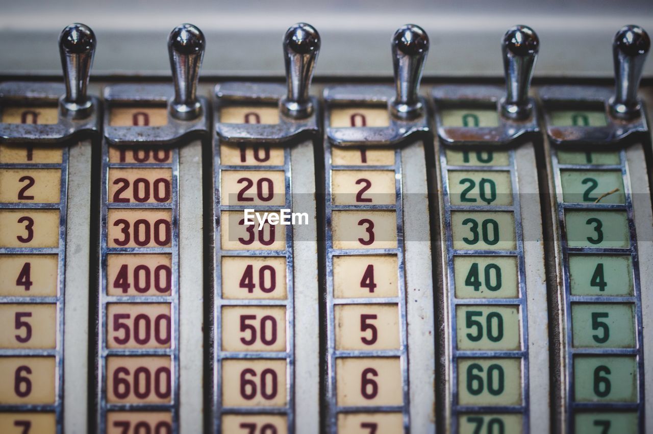 Close-up of slot machine