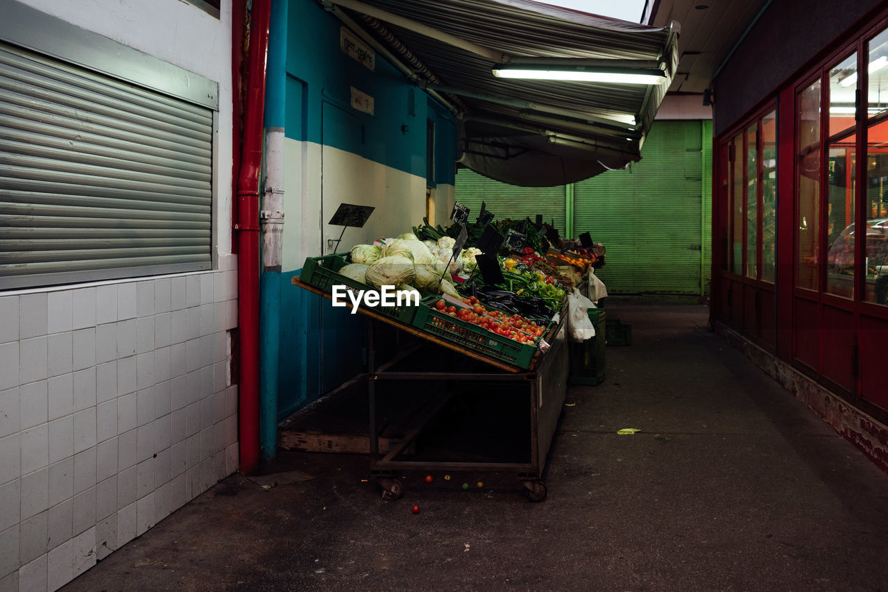 Vegetables at stall in market