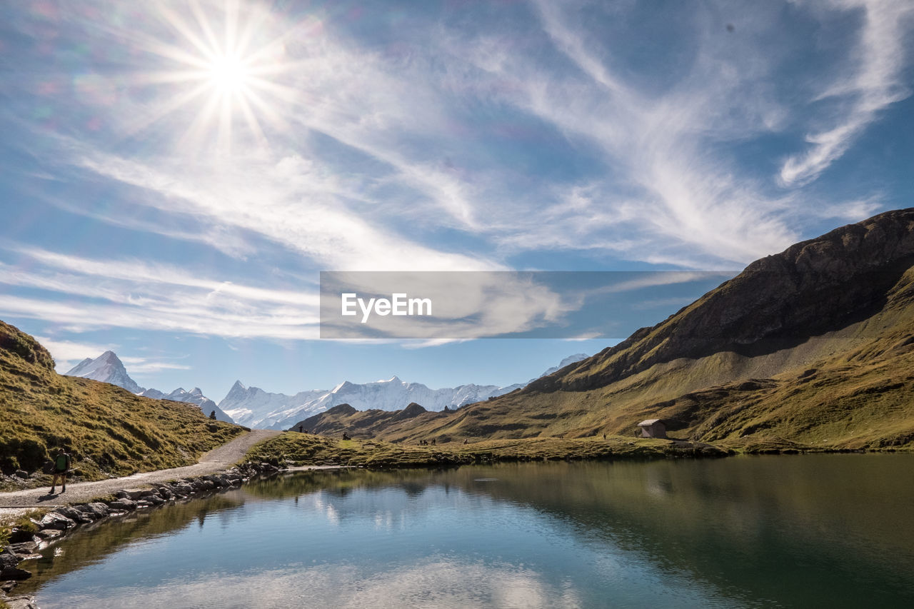 Reflection of mountain range in lake