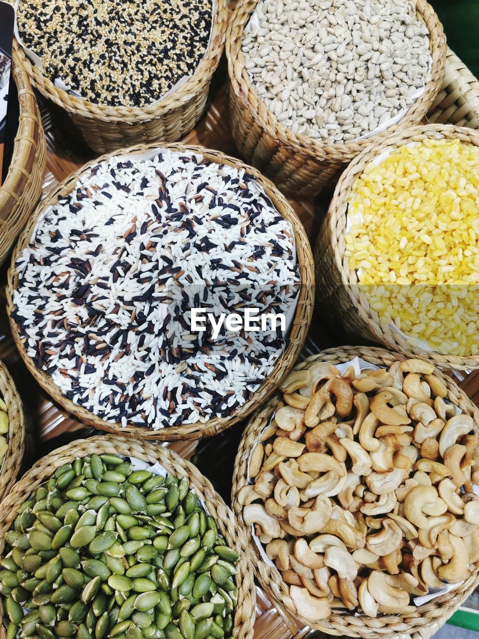 High angle view of vegetables for sale in market