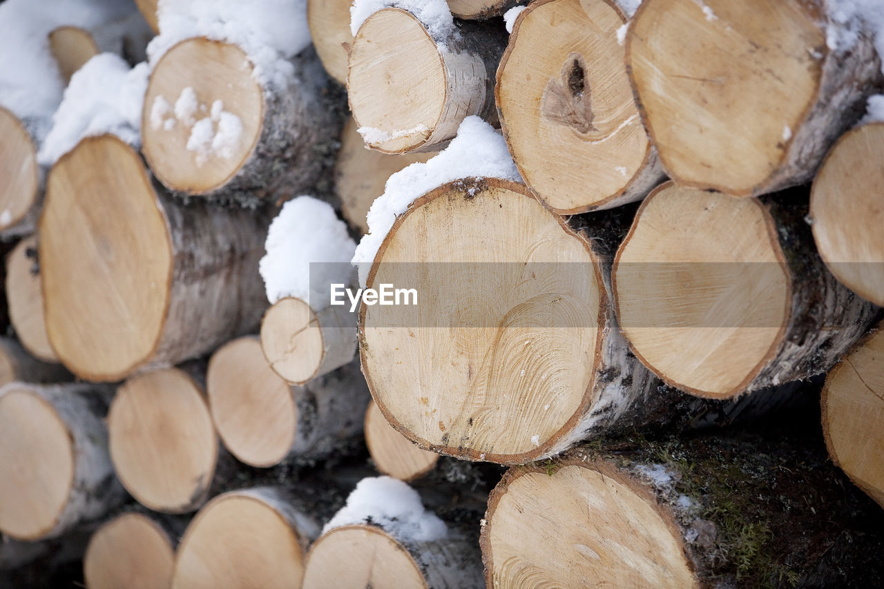 FULL FRAME SHOT OF LOGS AND FIREWOOD