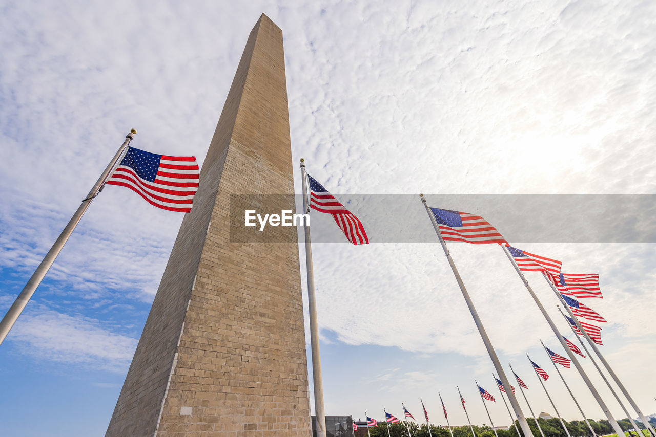 LOW ANGLE VIEW OF FLAGS AGAINST SKY