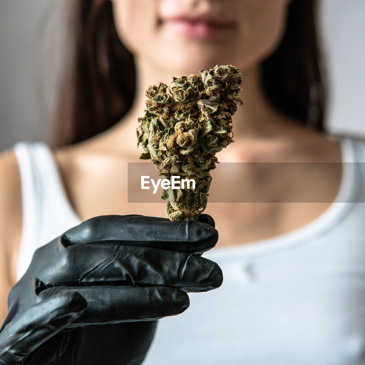 CLOSE-UP OF WOMAN HOLDING PLANT WITH HAND