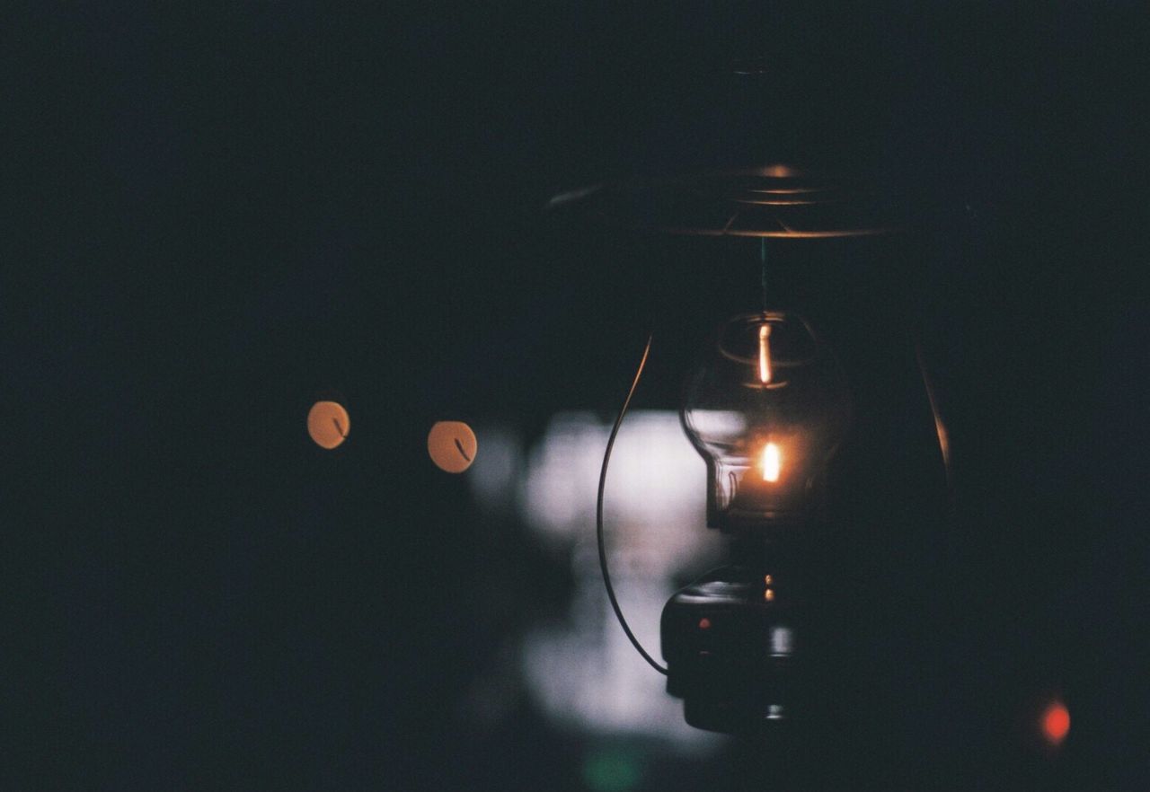 Close-up of illuminated lantern at night