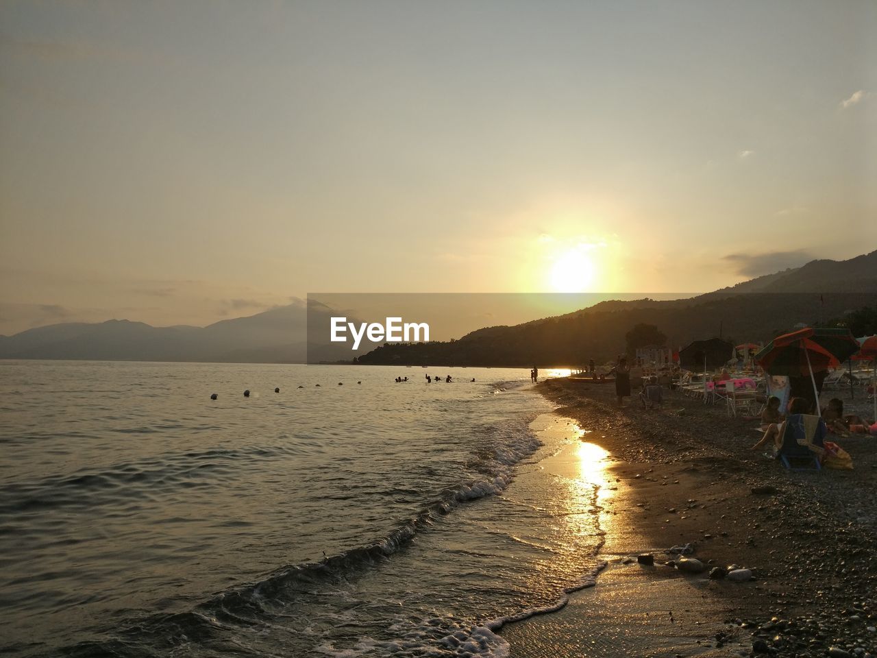 Scenic view of mountains at sunset