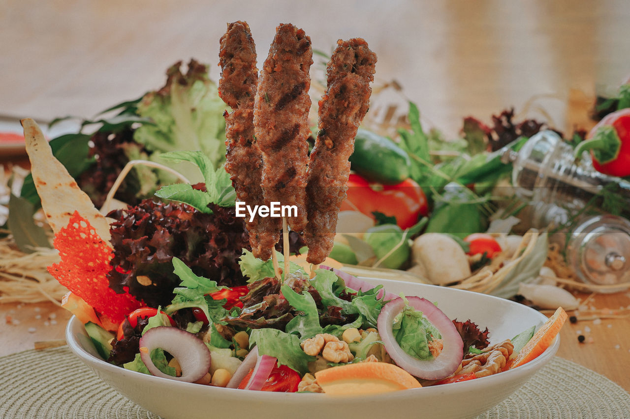 Close-up of meal served in bowl