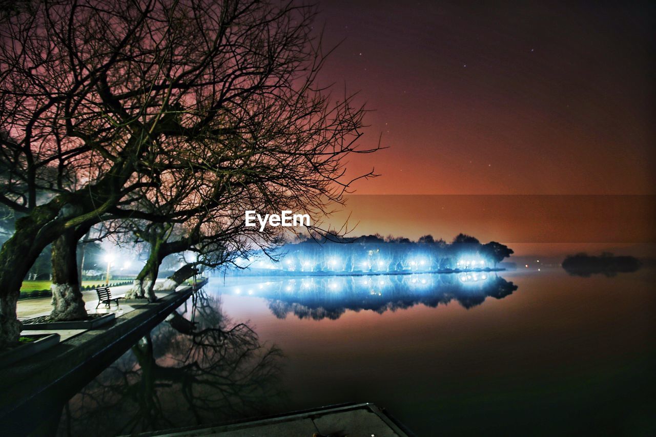 VIEW OF LAKE AT SUNSET