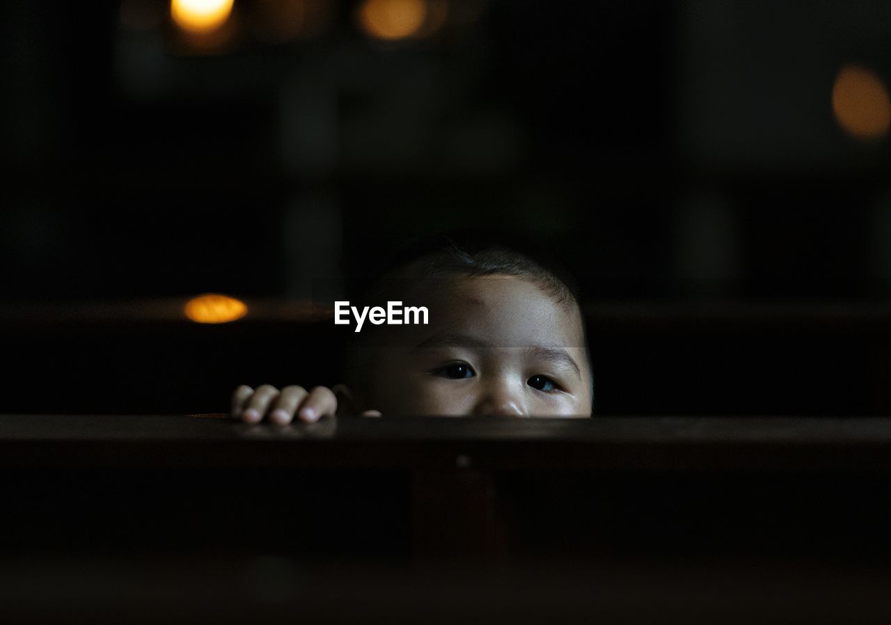 Portrait of a curious toddler