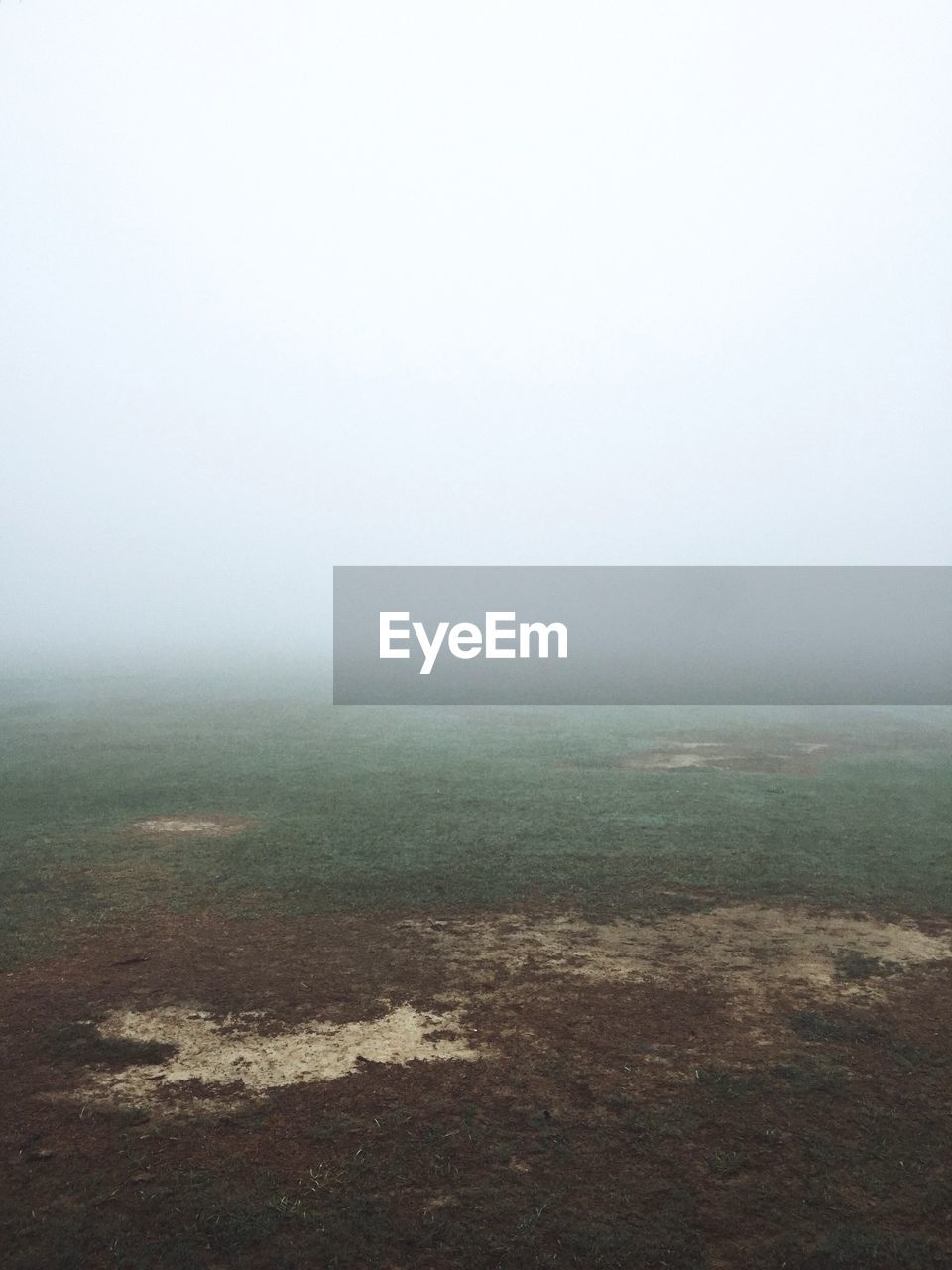 AERIAL VIEW OF FIELD IN FOGGY WEATHER