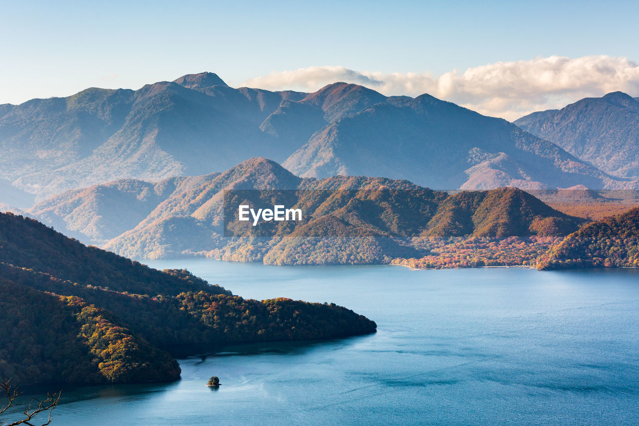 SCENIC VIEW OF SEA AND MOUNTAIN AGAINST SKY