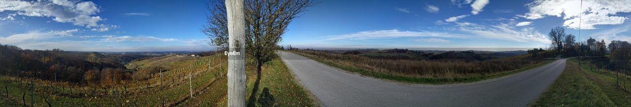 PANORAMIC VIEW OF FARM AGAINST SKY