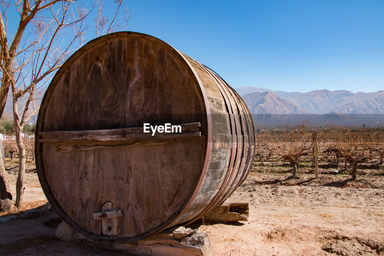 Wine plantation and barrels in cafayate argentina